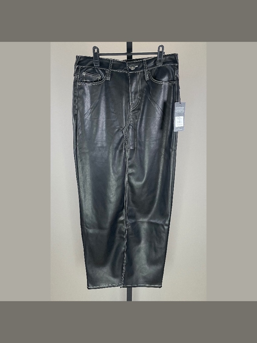 NEW True Religion Skirt Womens 25 black faux leather maxi pencil moto city goth